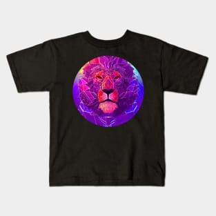 Geometric Vaporwave Lion Kids T-Shirt